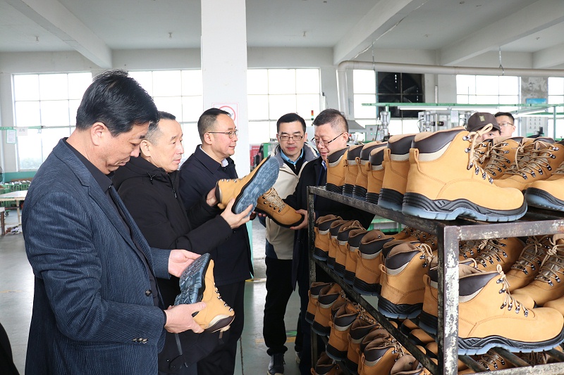 中國皮革協(xié)會副理事長陳占光一行蒞臨百華鞋業(yè)指導工作