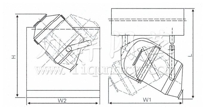 三維運(yùn)動混合機(jī)結(jié)構(gòu)示意圖